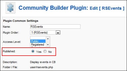 Publish the RSEvents! Community Builder plugin